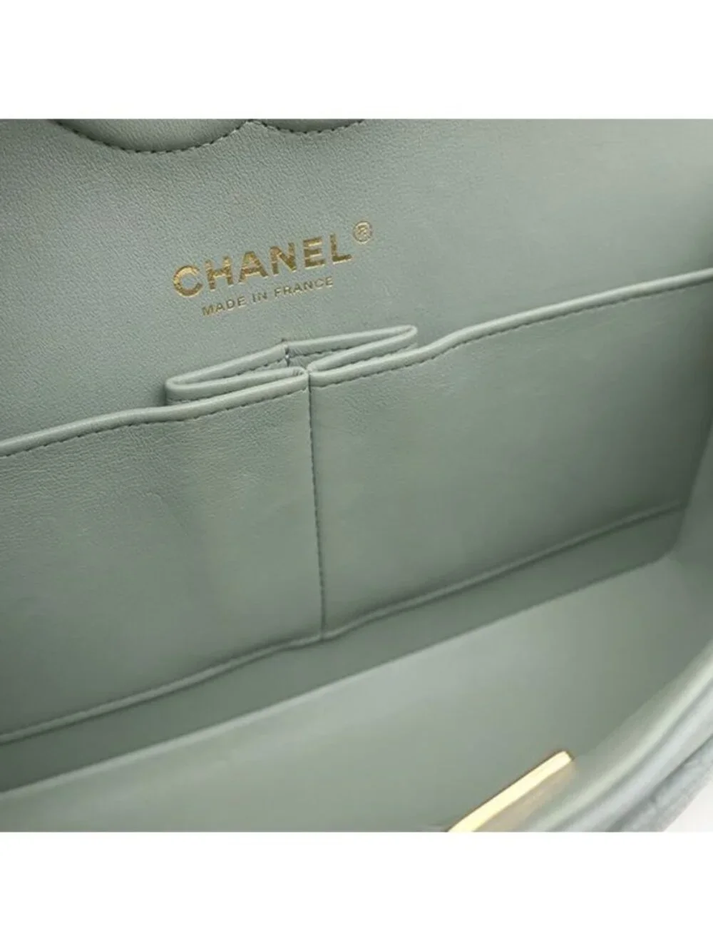 Chanel Shoulder Bag Quilted 25 Double Flap Caviar Leather Green Gold Chain